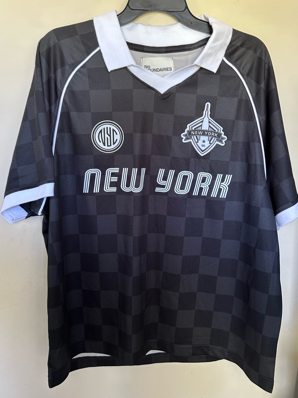 No Boundaries New York Checkered black / white Men’s Jersey Shirt Streetwear L